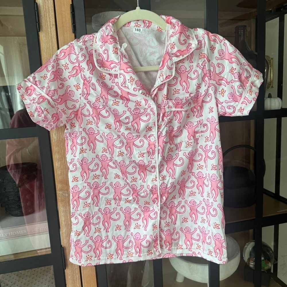 Monkey print pajamas shirt short sleeve button down rollerrabbit amazon girls